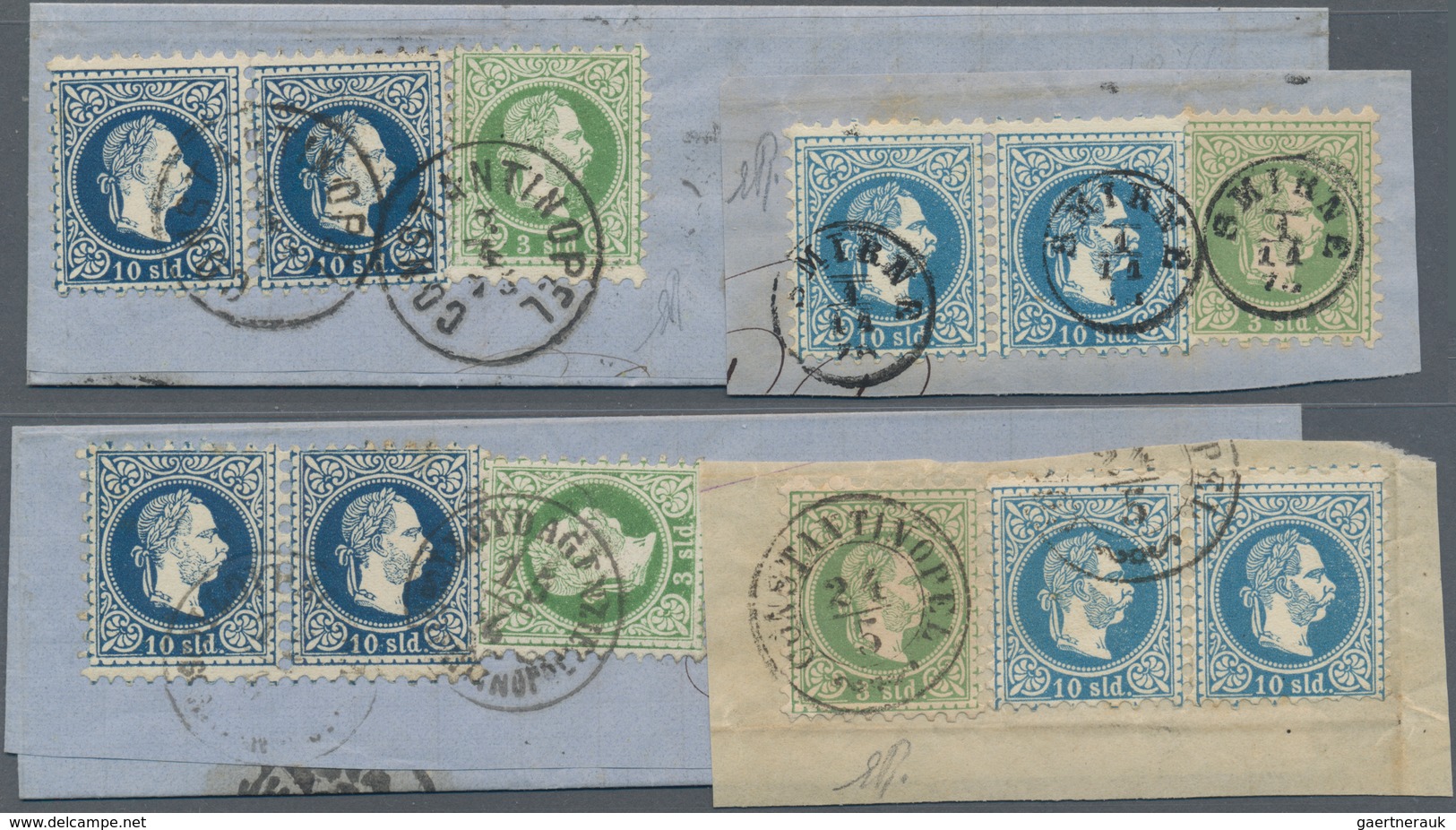 Österreichische Post In Der Levante: 1867/1875, Interessante Partie Mit 24 Briefstücken, Alle Mit "2 - Oostenrijkse Levant
