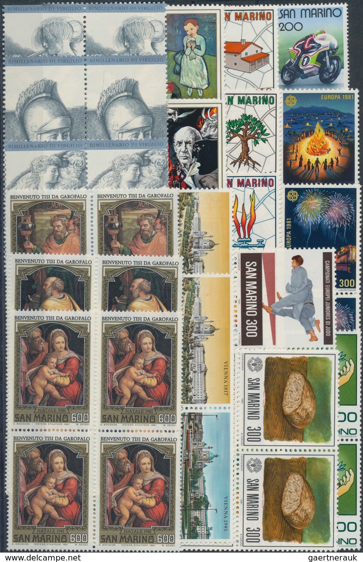 San Marino: 1981, Sets Per 900 Without The Souvenir Sheets MNH. Four Year Sets Are Sorted On One One - Ungebraucht