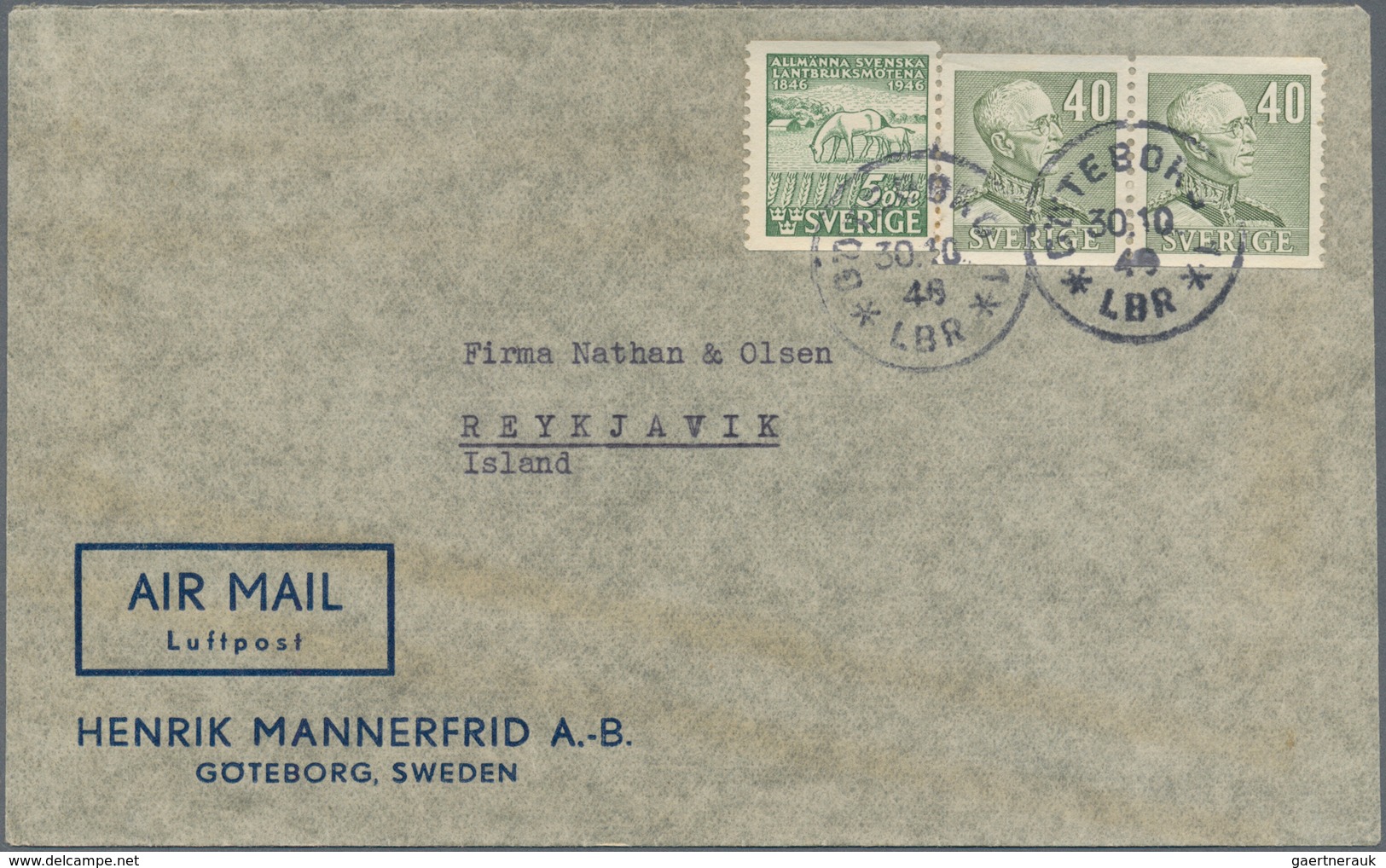 Schweden: 1936/1949, Approx. 38 Flight Covers To And From Sweden Including Parts Of A Crashcover Fro - Covers & Documents