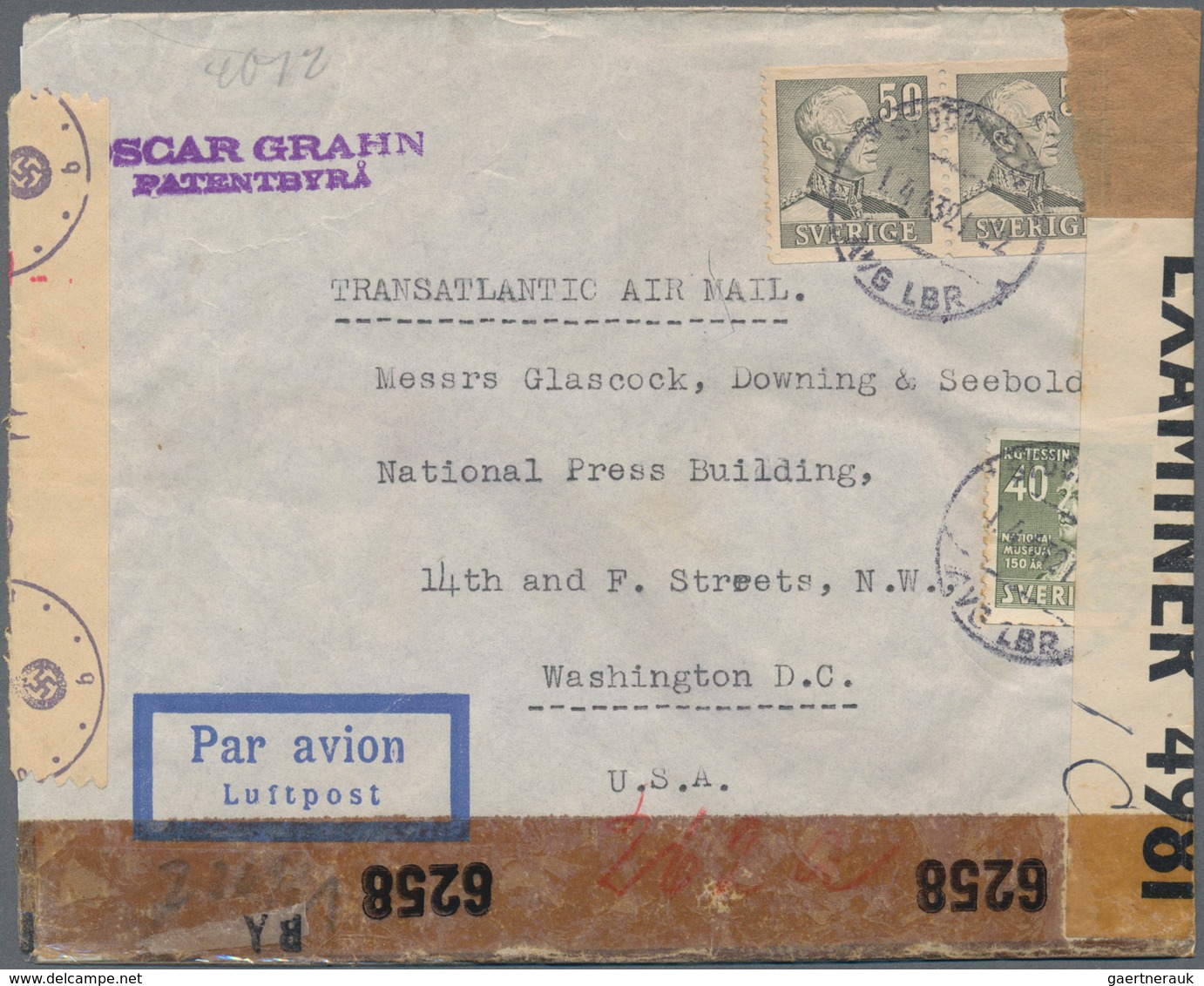 Schweden: 1936/1949, Approx. 38 Flight Covers To And From Sweden Including Parts Of A Crashcover Fro - Lettres & Documents