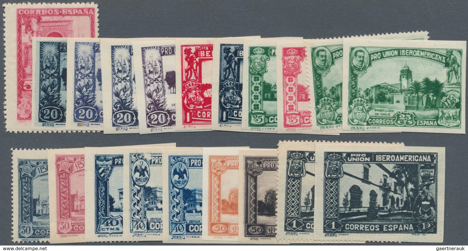 Spanien: 1930, Ibero-American Exhibition In Sevilla Large Lot With About 2.500 Stamps In 30 Differen - Gebruikt