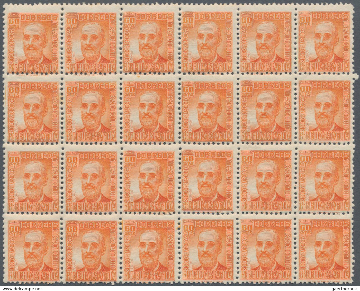 Spanien: 1938, Fermin Salvochea Y Alvarez 60c. Orange In A Lot With Approx. 1.000 (!) Stamps Incl. M - Gebraucht