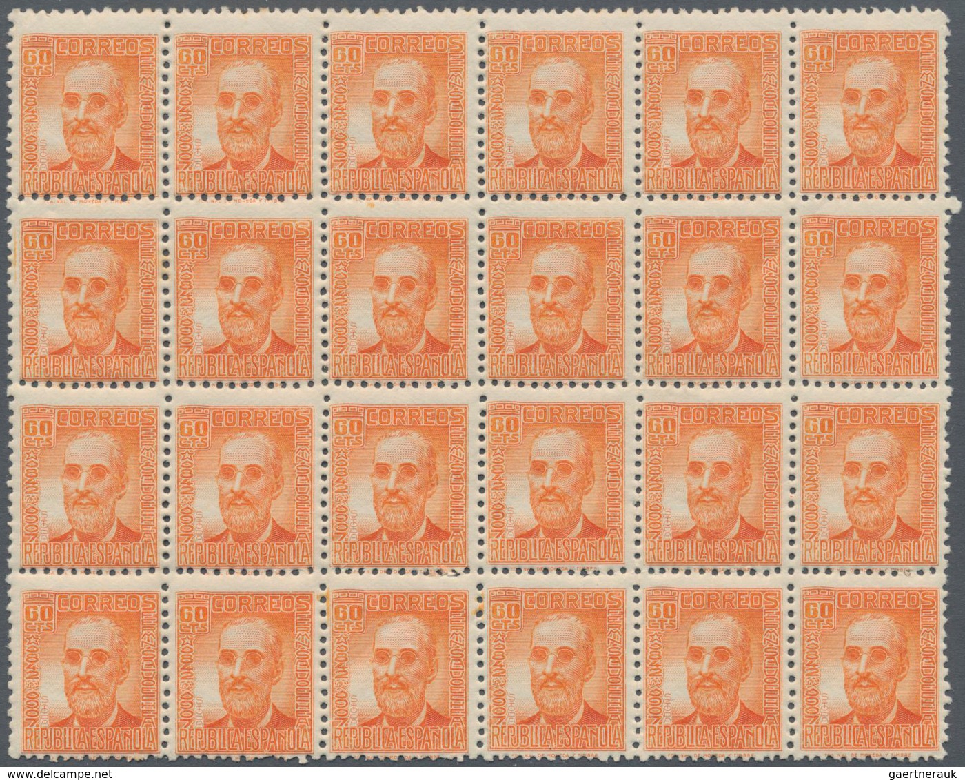 Spanien: 1938, Fermin Salvochea Y Alvarez 60c. Orange In A Lot With Approx. 1.000 (!) Stamps Incl. M - Gebruikt