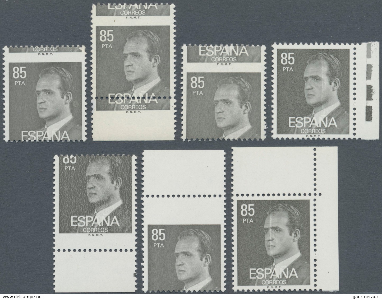 Spanien: 1981, King Juan Carlos I. 85pta. Grey In A Lot With About 300 Stamps All With ERRORS In Pri - Usados