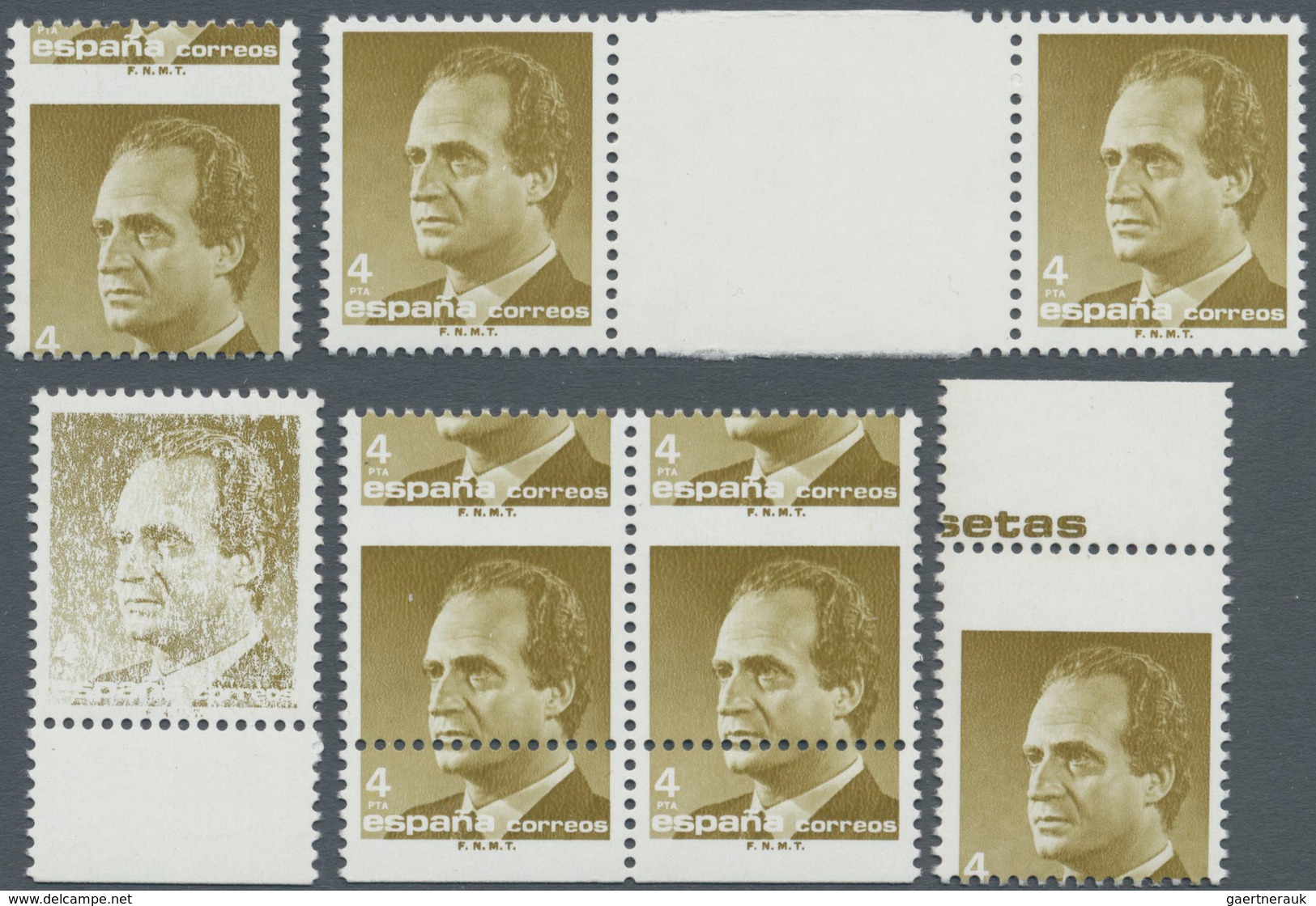 Spanien: 1986, King Juan Carlos I. 4pta. Dark Yellow Olive In A Lot With About 200 Stamps Mostly Wit - Gebraucht