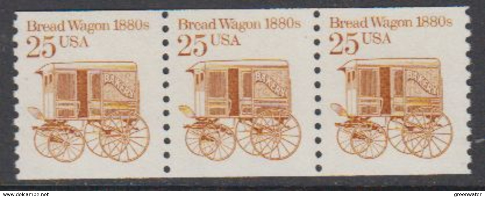 USA 1986 Bread Wagon 1880s 1v  Strip Of 3 ** Mnh (43129E) - Ongebruikt