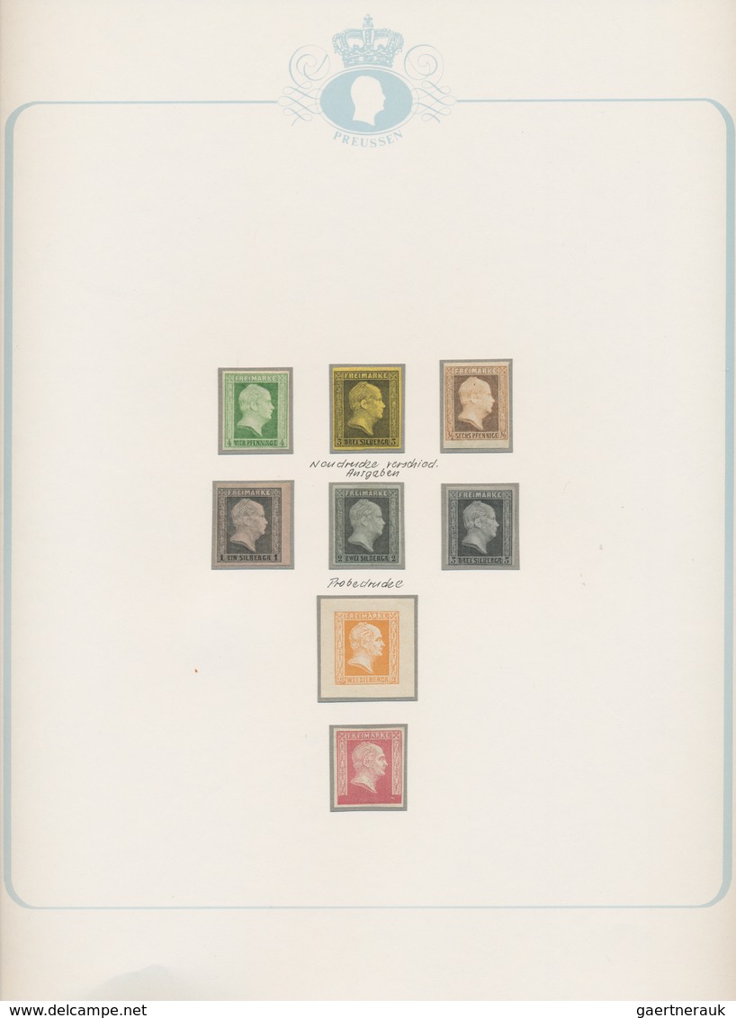 Preußen - Marken Und Briefe: 1857/1864 (ca.), Partie Von Sechs Neudrucken Und Zwei Probedrucken, Sig - Andere & Zonder Classificatie
