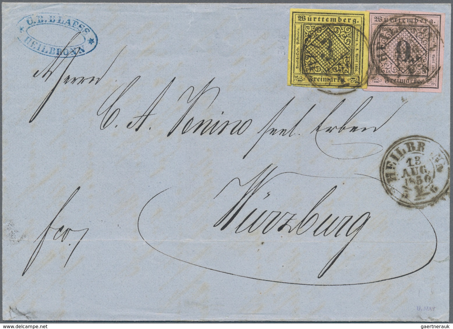 Württemberg - Marken Und Briefe: 1853/1856, Lot Von Fünf Briefen Und Einer Vorderseite Mit Frankatur - Sonstige & Ohne Zuordnung