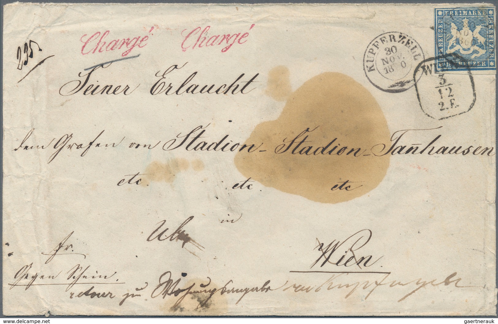 Württemberg - Marken Und Briefe: 1857/1861, Partie Von Sechs Briefen Und Einem Fragment, Unterschied - Otros & Sin Clasificación