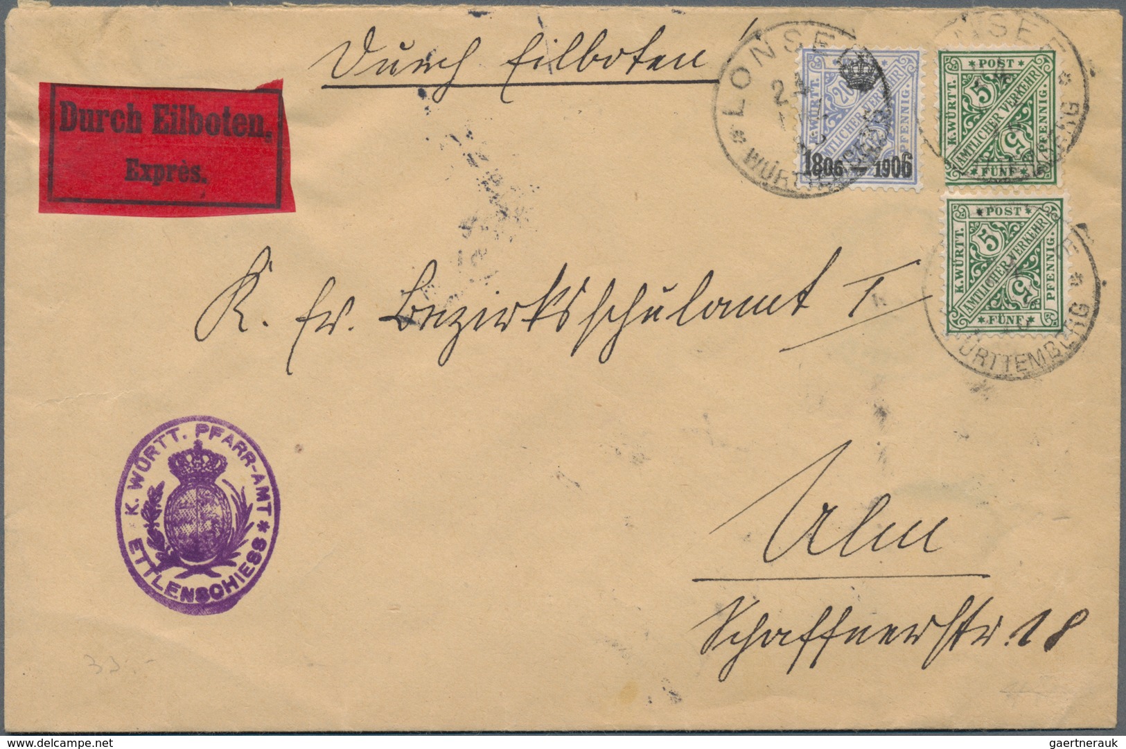 Württemberg - Marken Und Briefe: 1882/1925, Sehr Vielseitige Sammlung Von Ca. 290 Briefen Und Karten - Other & Unclassified