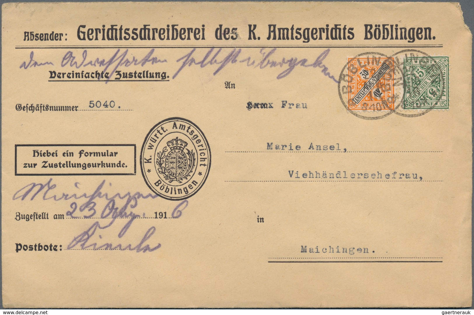 Württemberg - Marken Und Briefe: 1882/1925, Sehr Vielseitige Sammlung Von Ca. 290 Briefen Und Karten - Andere & Zonder Classificatie