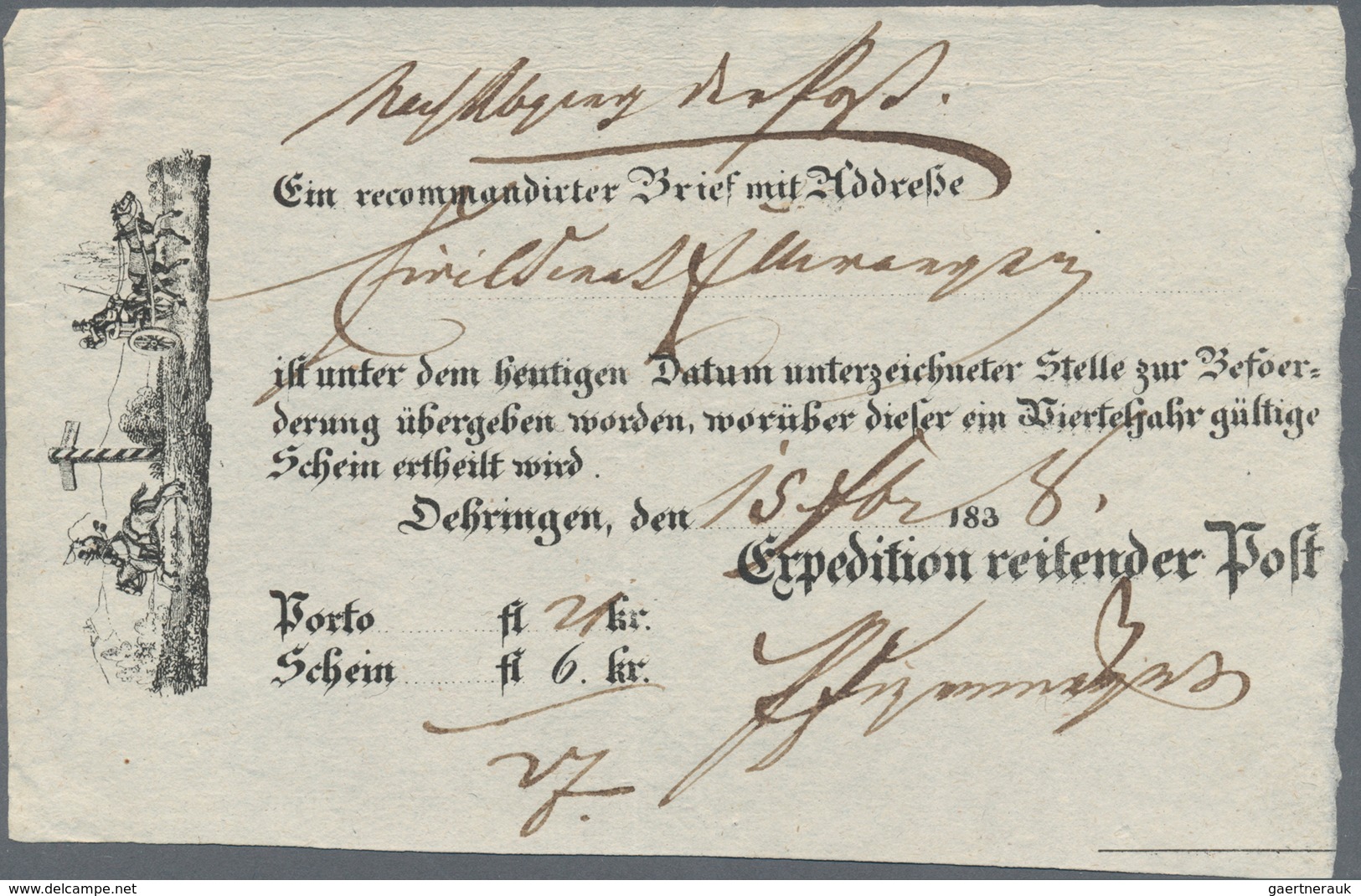 Württemberg - Postscheine: 1834/1871, Partie Von Sieben Postscheinen Und Zehn Feldpost-Briefen/-Kart - Andere & Zonder Classificatie