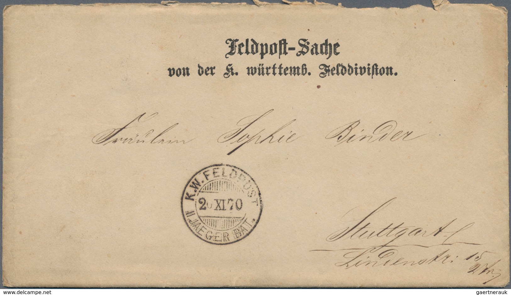 Württemberg - Postscheine: 1834/1871, Partie Von Sieben Postscheinen Und Zehn Feldpost-Briefen/-Kart - Andere & Zonder Classificatie