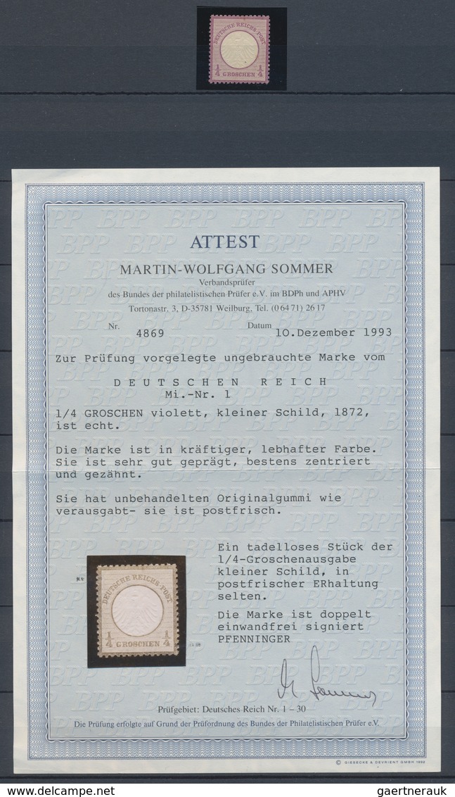 Deutsches Reich - Brustschild: 1872/1874, Praktisch Ausschließlich Postfrische Sammlung Von 90 Marke - Sammlungen