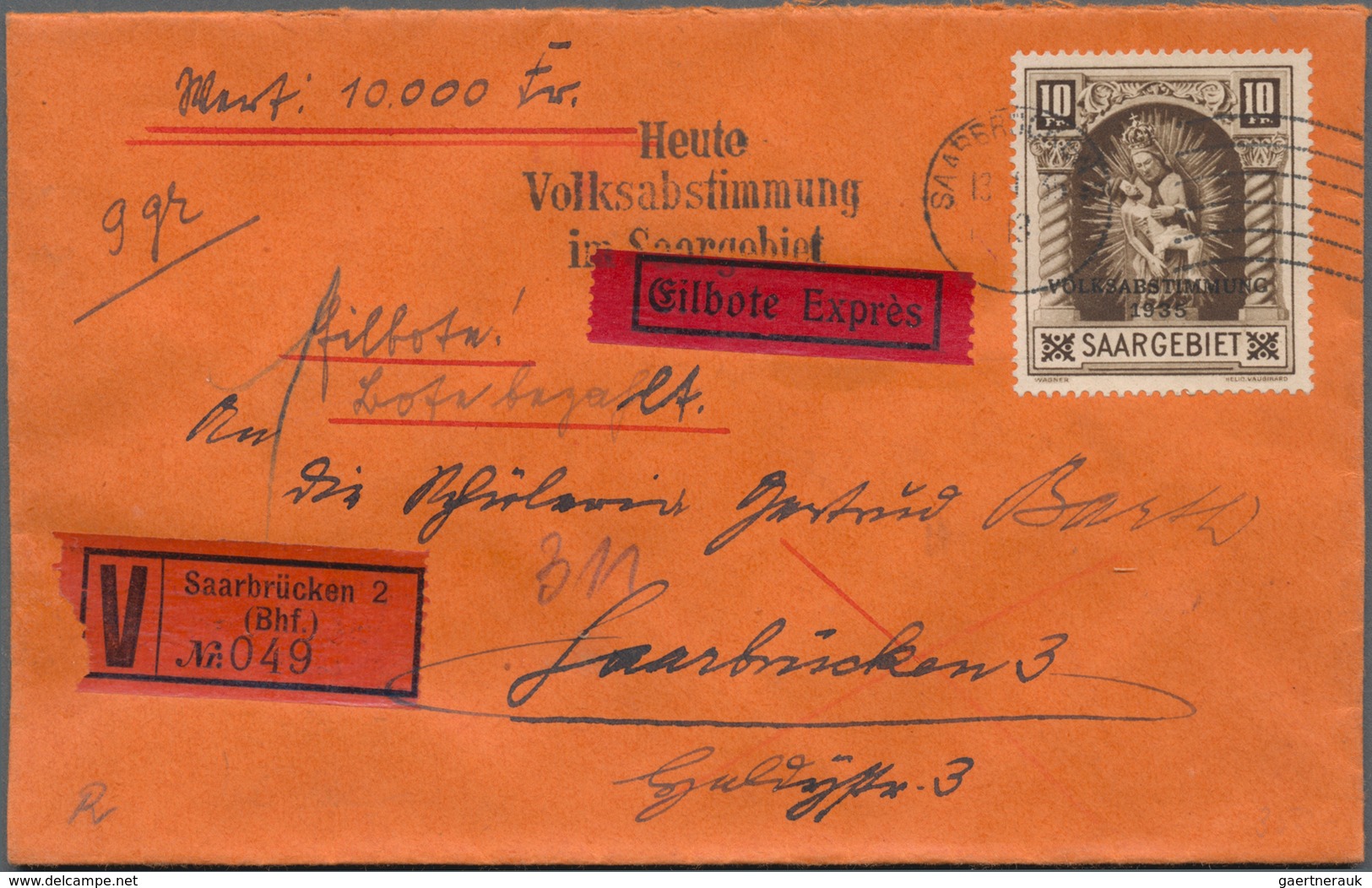 Deutsche Abstimmungsgebiete: Saargebiet: 1920/1956, Alt- und Neusaar, Partie von ca. 105 Briefen und
