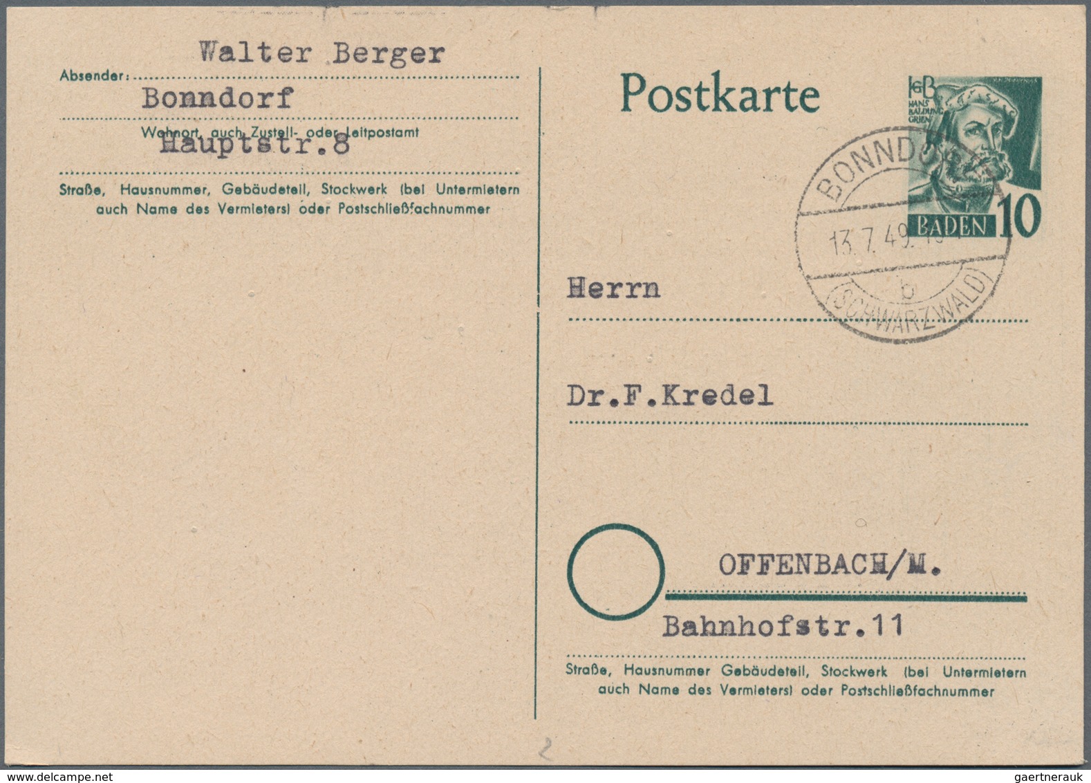 Französische Zone: 1946/1949, Partie Von Ca. 540 Briefen Und Karten, Meist Bedarfspost Der Verschied - Sonstige & Ohne Zuordnung