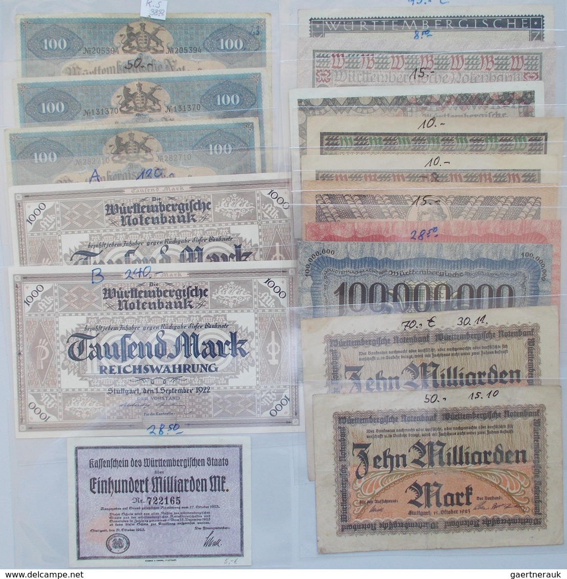 Deutschland - Länderscheine: Lot 16 Banknoten, Davon 15 Länderbanknoten (WTB10 Bis WTB21) Sowie Ein - Andere & Zonder Classificatie