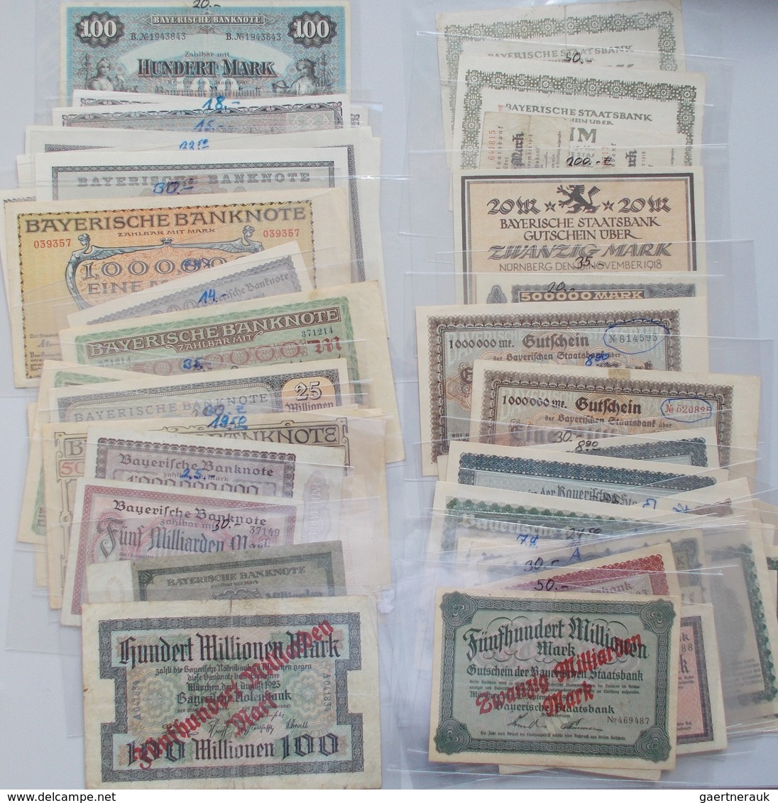 Deutschland - Länderscheine: Lot 52 Banknoten, Dabei 23 Länderbanknoten (BAY3 Bis BAY21) Sowie 29 Gu - Otros & Sin Clasificación