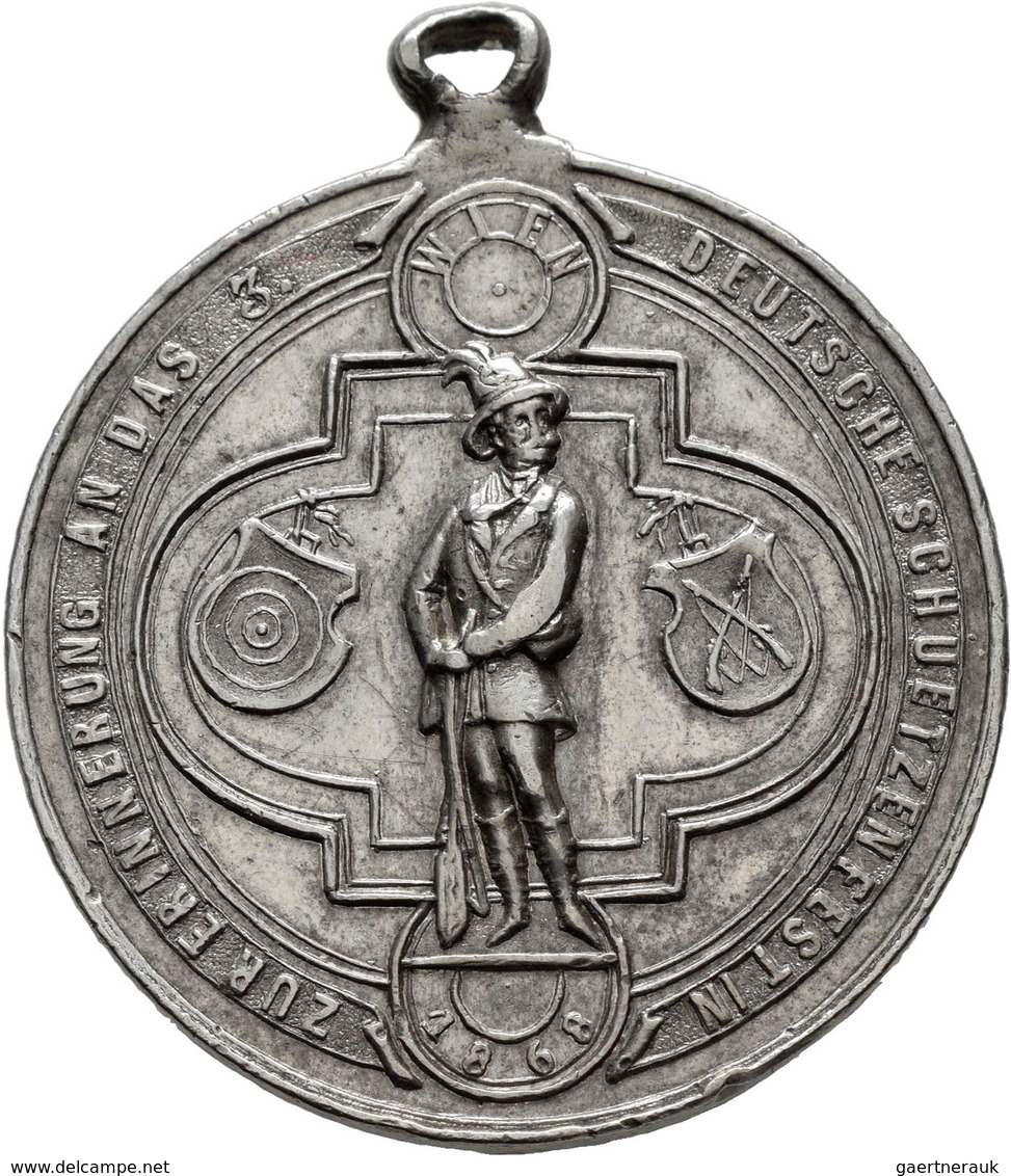 Medaillen Deutschland: Lot 2 Medaillen: 3. Deutsches Bundes-Schießen 1868 In Wien: Zinnmedaille 1868 - Sonstige & Ohne Zuordnung