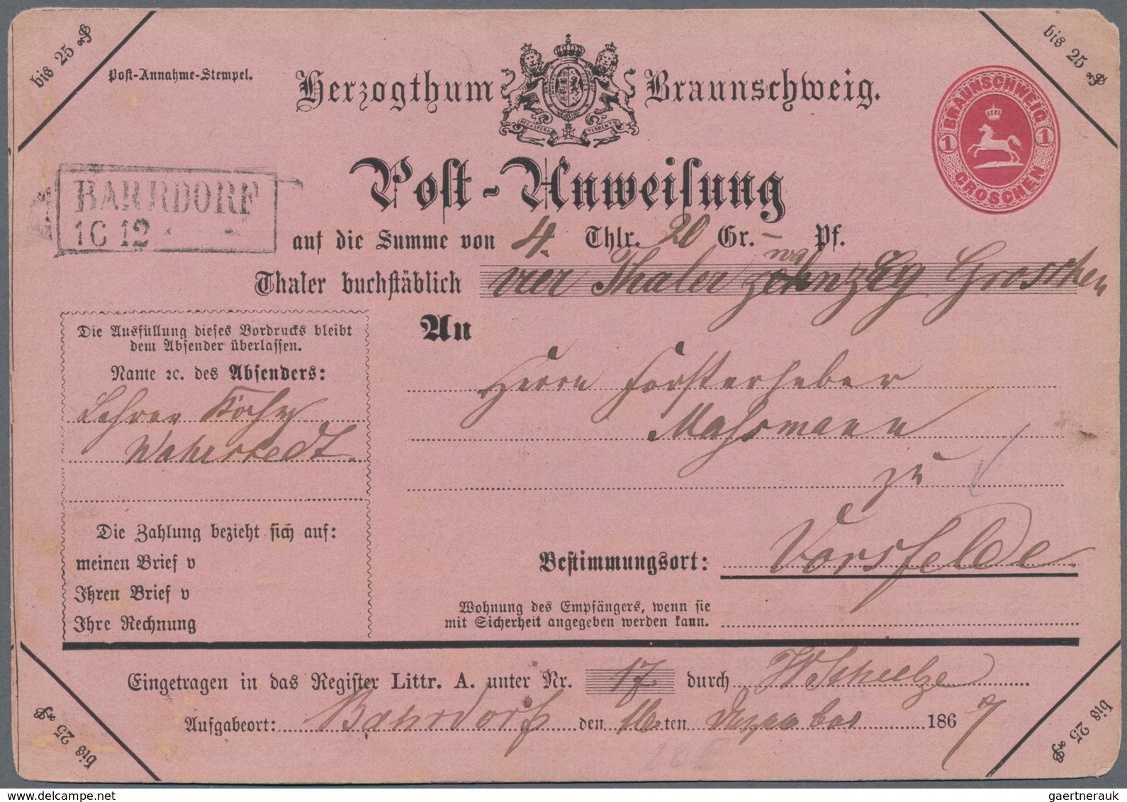 Deutschland: 1850/1955 Ca., POSTANWEISUNGEN, Gehaltvoller Sammlungsbestand Mit Ca.60 Belegen, Dabei - Colecciones