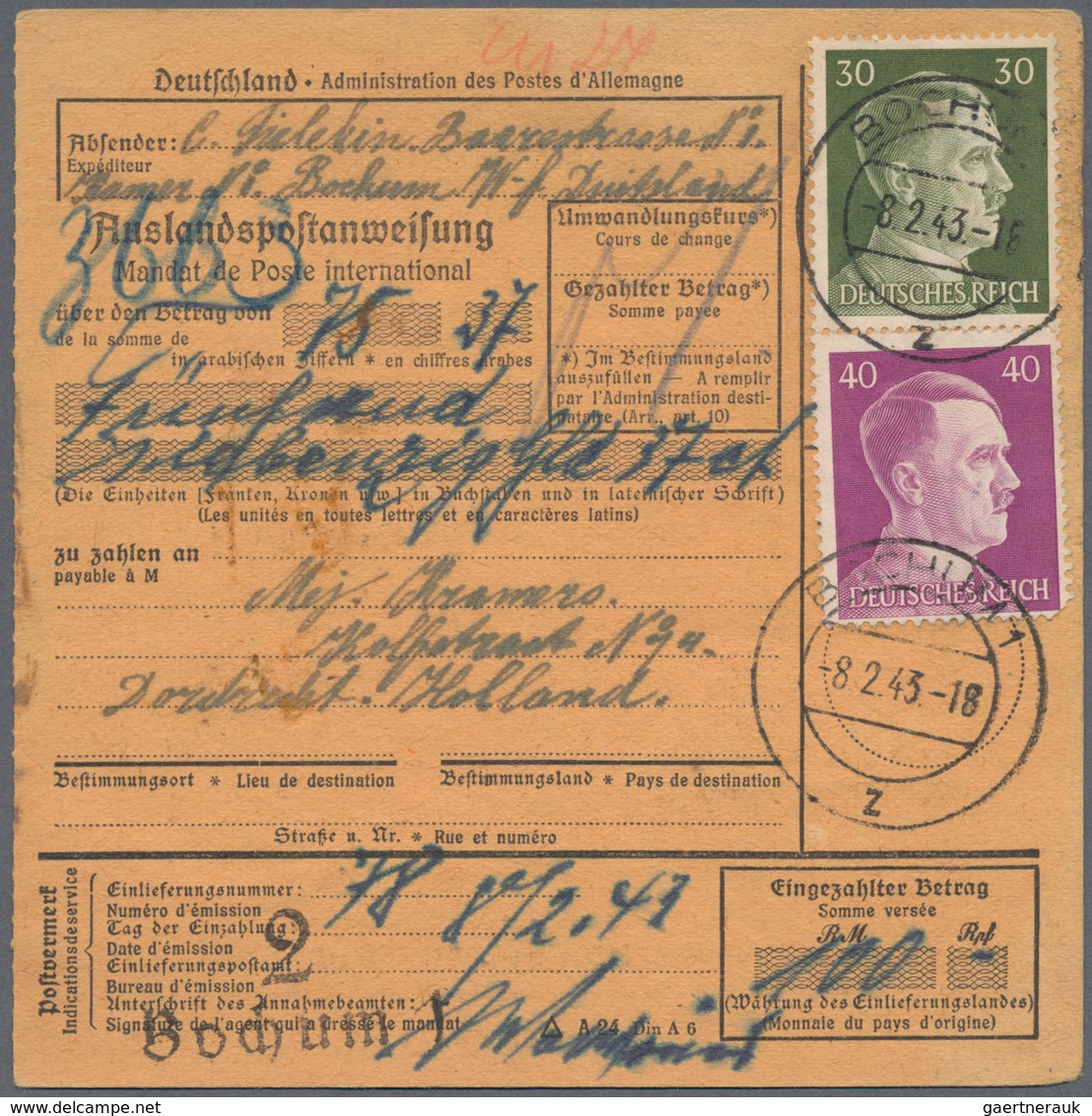 Deutschland: 1850/1955 ca., POSTANWEISUNGEN, gehaltvoller Sammlungsbestand mit ca.60 Belegen, dabei