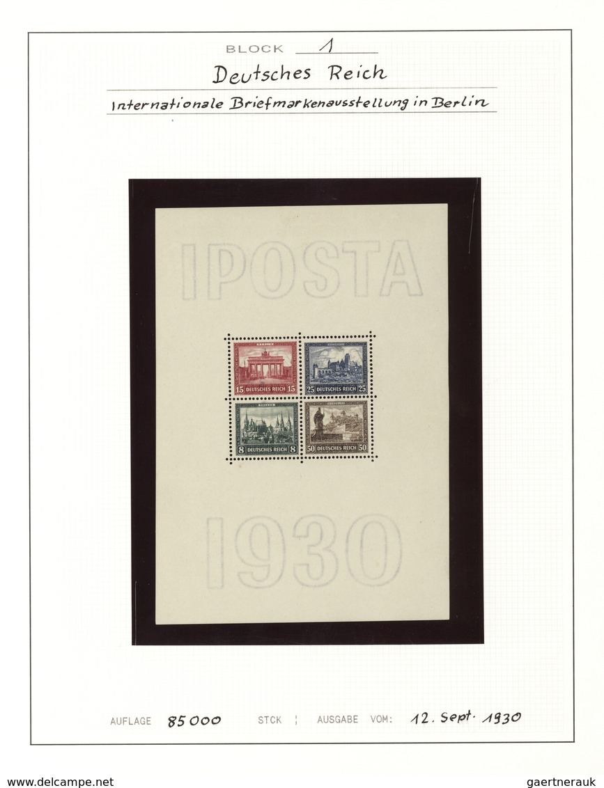 Deutschland: 1930-1962, Block Ausgaben, Zumeist Postfrische Blöcke Ab Iposta, Nothilfe 1933, Besetzu - Colecciones