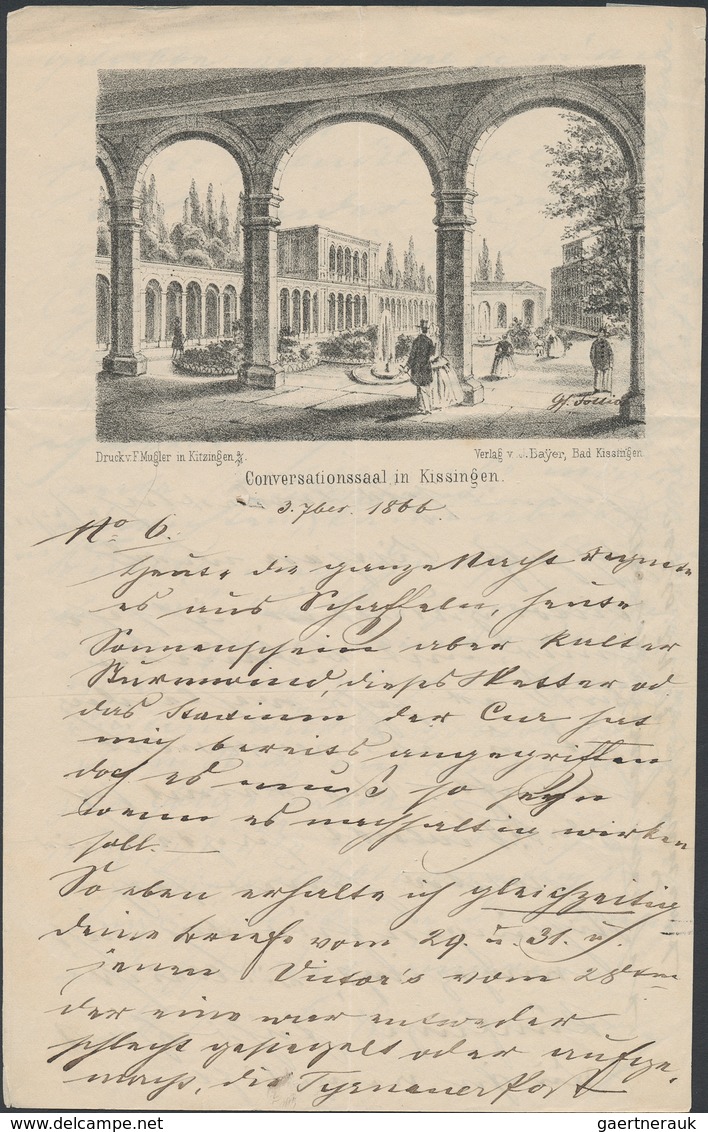 Heimat: Bayern: BAD KISSINGEN 1866, Partie Von Sieben Verschiedenen Beschriebenen Briefbögen Je Mit - Andere & Zonder Classificatie