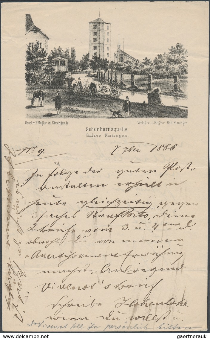 Heimat: Bayern: BAD KISSINGEN 1866, Partie von sieben verschiedenen beschriebenen Briefbögen je mit