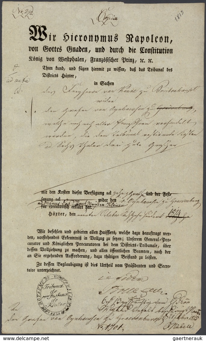 Altdeutschland - Vorphila: 1550/1960 (ca.) ARCHIV DERER VON OEYNHAUSEN: Oeynhausen ist der Name eine