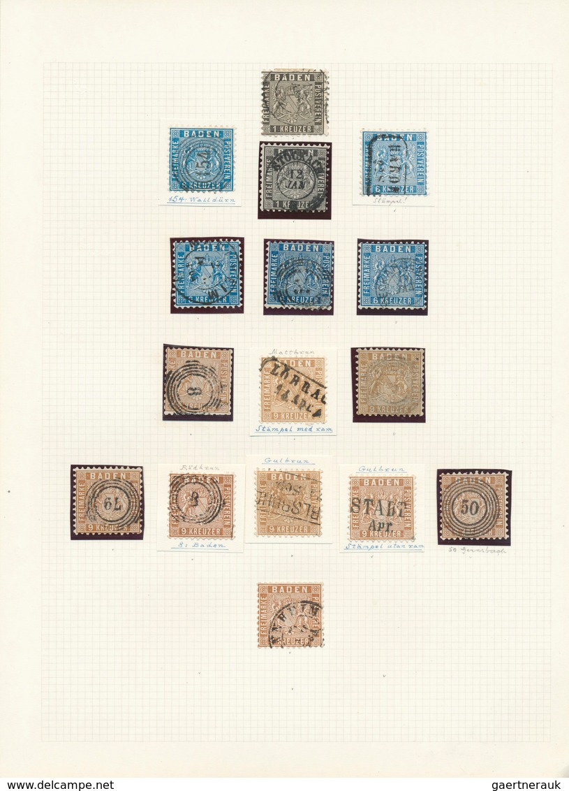 Baden - Marken Und Briefe: 1851/1867, Gestempelte Sammlung Von 134 Marken Sauber Auf Blanko-Blättern - Otros & Sin Clasificación