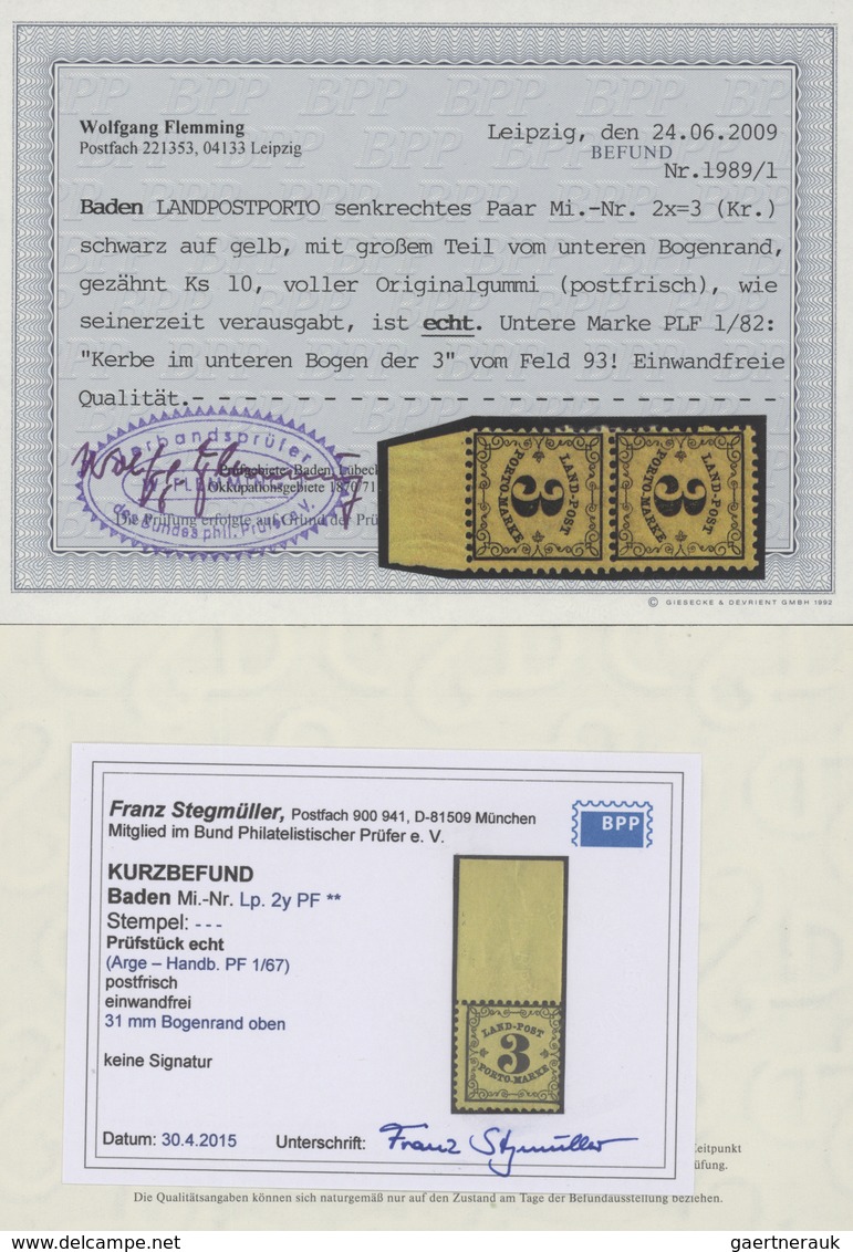 Baden - Marken Und Briefe: 1851/1868, Ungebrauchte Sammlung Von 33 Marken Auf Albenblättern, Dabei U - Sonstige & Ohne Zuordnung