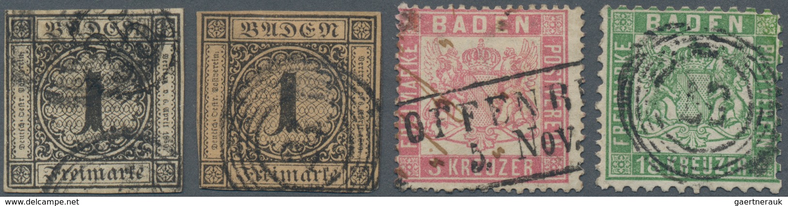 Baden - Marken Und Briefe: 1851-68: Sammlung Von 53 Marken Aller Ausgaben, Fast Alle Gestempelt, Nur - Andere & Zonder Classificatie