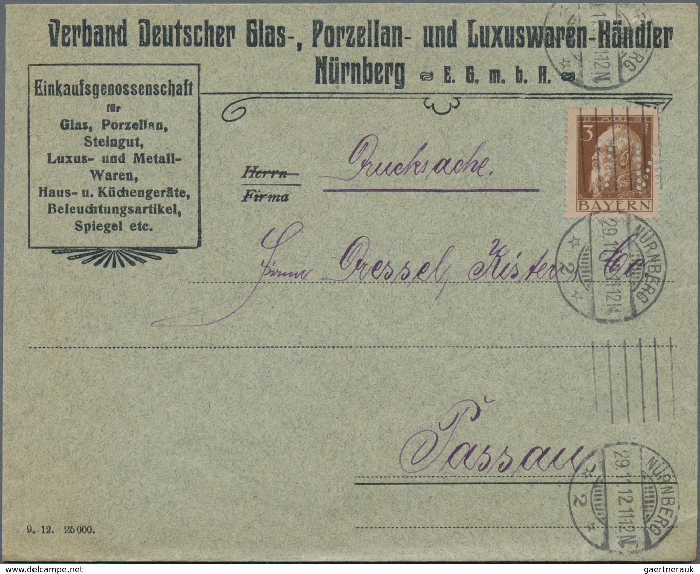 Baden - Marken Und Briefe: 1911/1913, Lot Von 50 Firmen-Vordruckbriefen Mit Frankaturen Luitpold, Da - Sonstige & Ohne Zuordnung