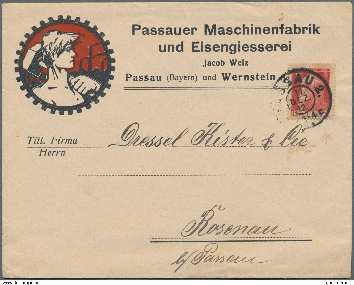 Baden - Marken Und Briefe: 1911/1913, Lot Von 50 Firmen-Vordruckbriefen Mit Frankaturen Luitpold, Da - Sonstige & Ohne Zuordnung