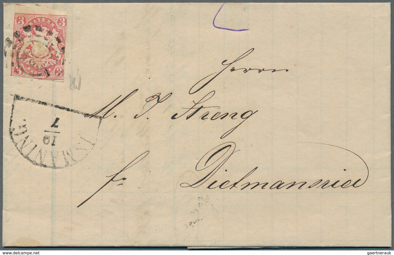 Bayern - Marken Und Briefe: 1868/1872, Posten Von Ca. 110 Briefen Je Frankiert Mit 3 Kr. Rosa (gesch - Other & Unclassified