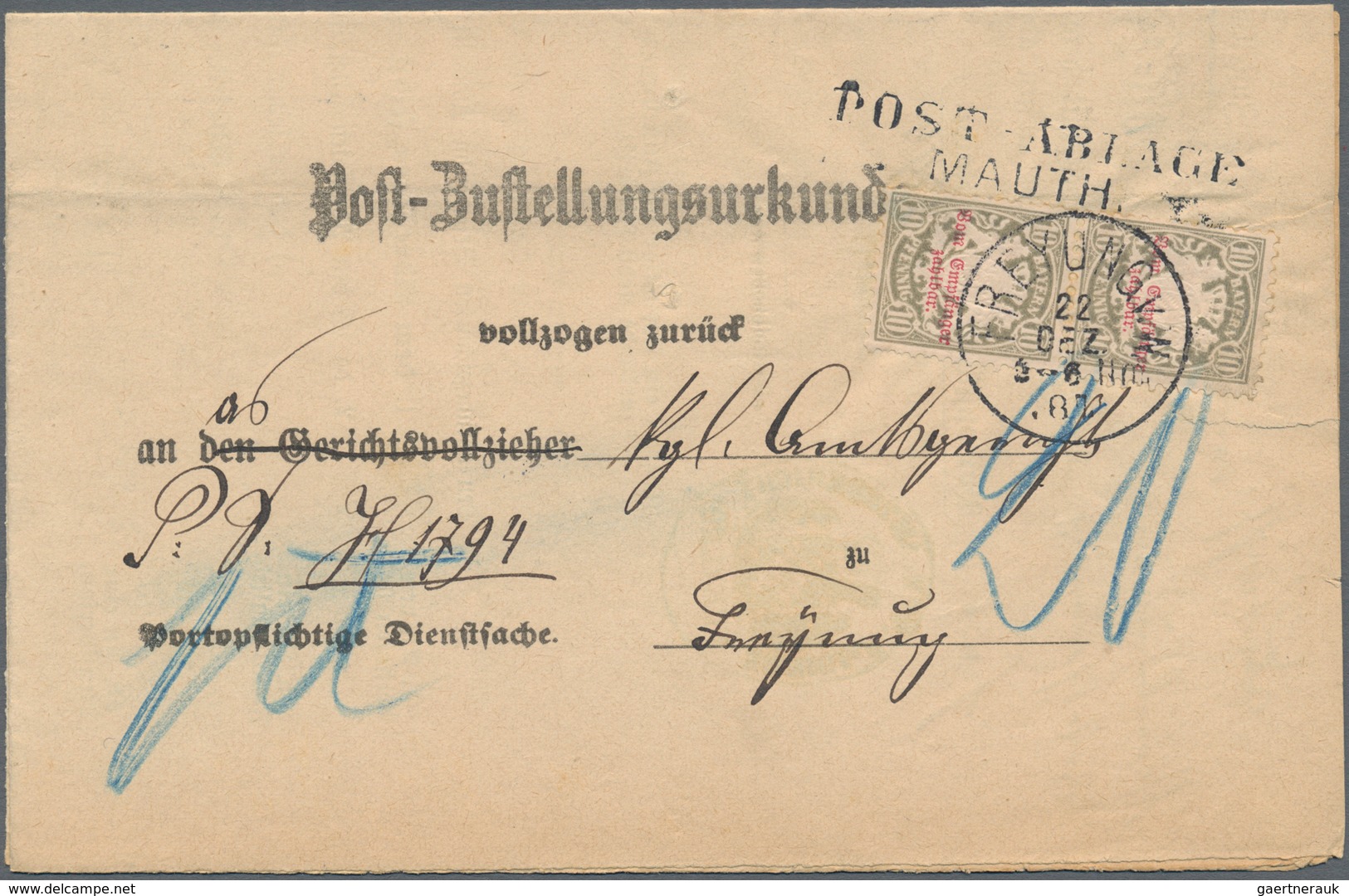 Bayern - Marken Und Briefe: 1875/1920, Interessante Partie Mit Ca.20 Belegen, Dabei MiNr.32 EF Auf O - Andere & Zonder Classificatie