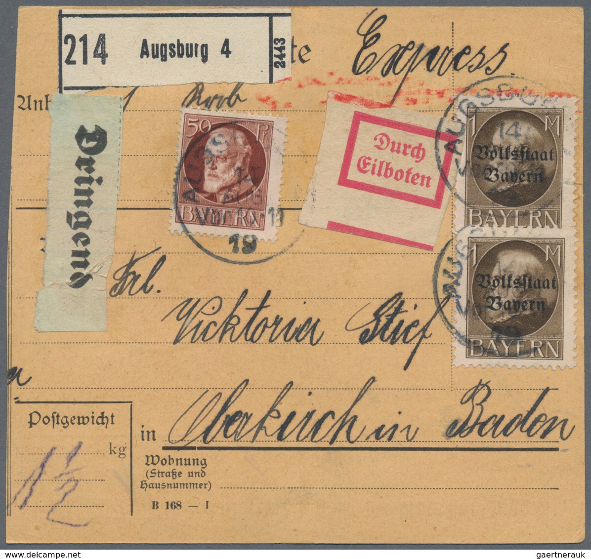 Bayern - Marken Und Briefe: 1876/1920, Gehaltvoller Posten Mit Ca.90 Belegen, Dabei Dienstpost Mit H - Otros & Sin Clasificación