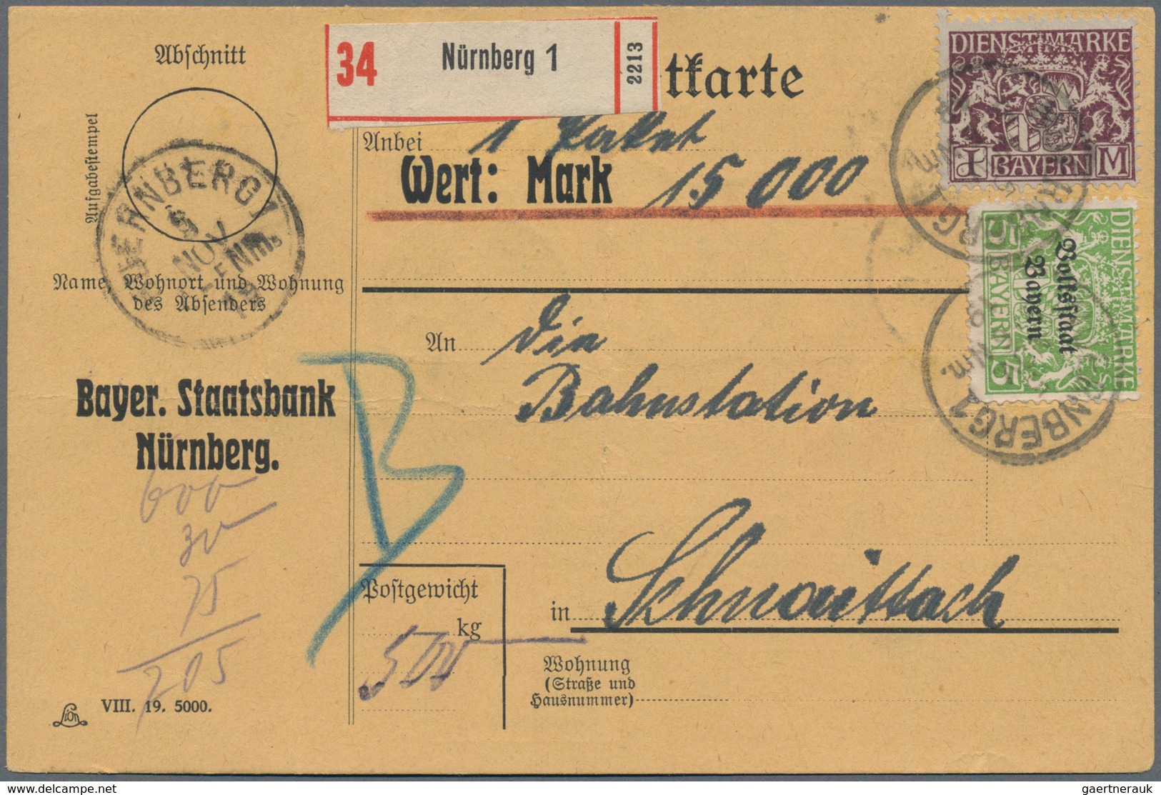 Bayern - Marken Und Briefe: 1876/1920, Gehaltvoller Posten Mit Ca.90 Belegen, Dabei Dienstpost Mit H - Otros & Sin Clasificación