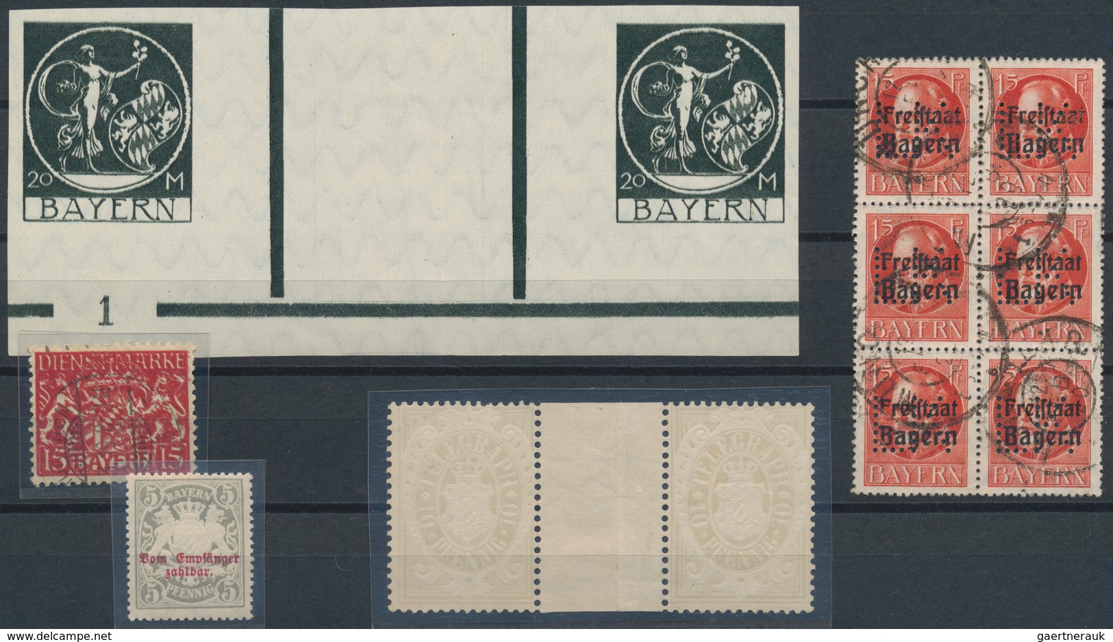 Bayern - Marken Und Briefe: 1876-1920 Inkl. Porto Und Dienst, Umfangreiches Studienmaterial Mit Taus - Sonstige & Ohne Zuordnung