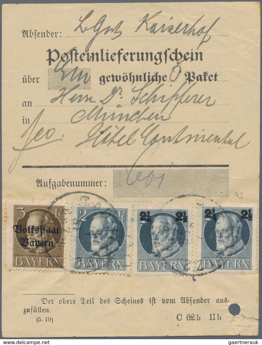 Bayern - Marken Und Briefe: 1877/1920, Interessante Partie Mit Ca.50 Belegen Ab Der "Pfennig"-Zeit, - Otros & Sin Clasificación