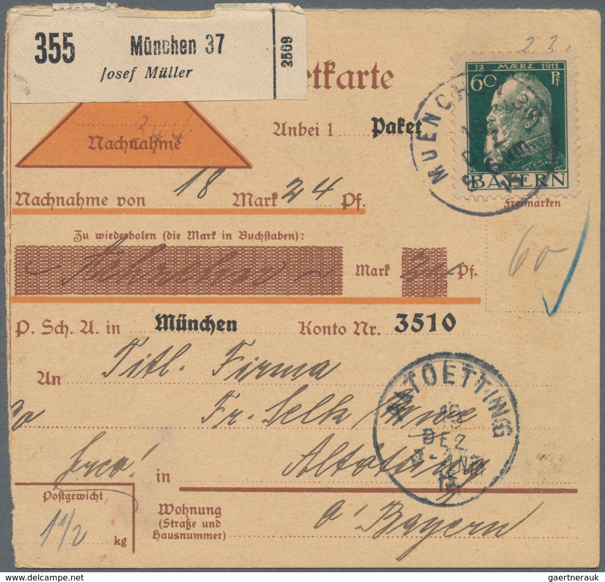 Bayern - Marken Und Briefe: 1889/1920, Interessanter Posten Von Ca. 200 Briefen Und Ganzsachen. Dabe - Andere & Zonder Classificatie