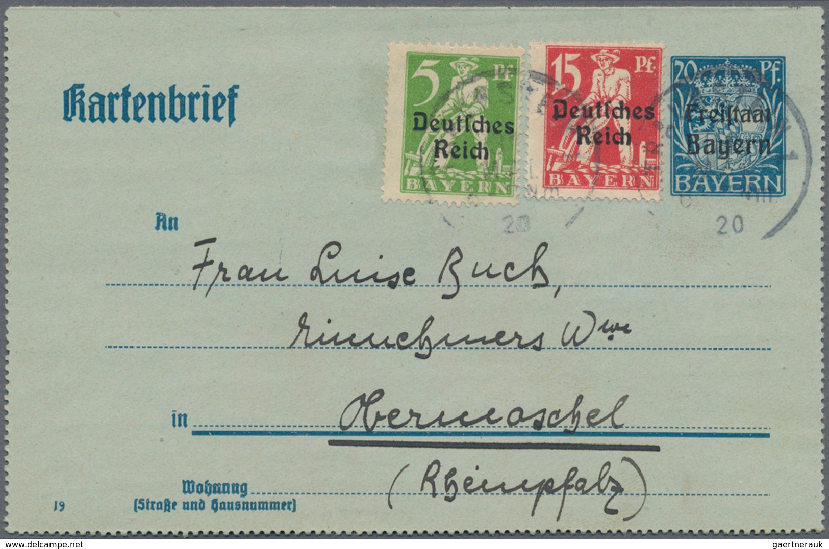 Bayern - Marken Und Briefe: 1920, MISCHFRANKATUREN Bayern-Deutsches Reich, Attraktives Konvolut Mit - Sonstige & Ohne Zuordnung