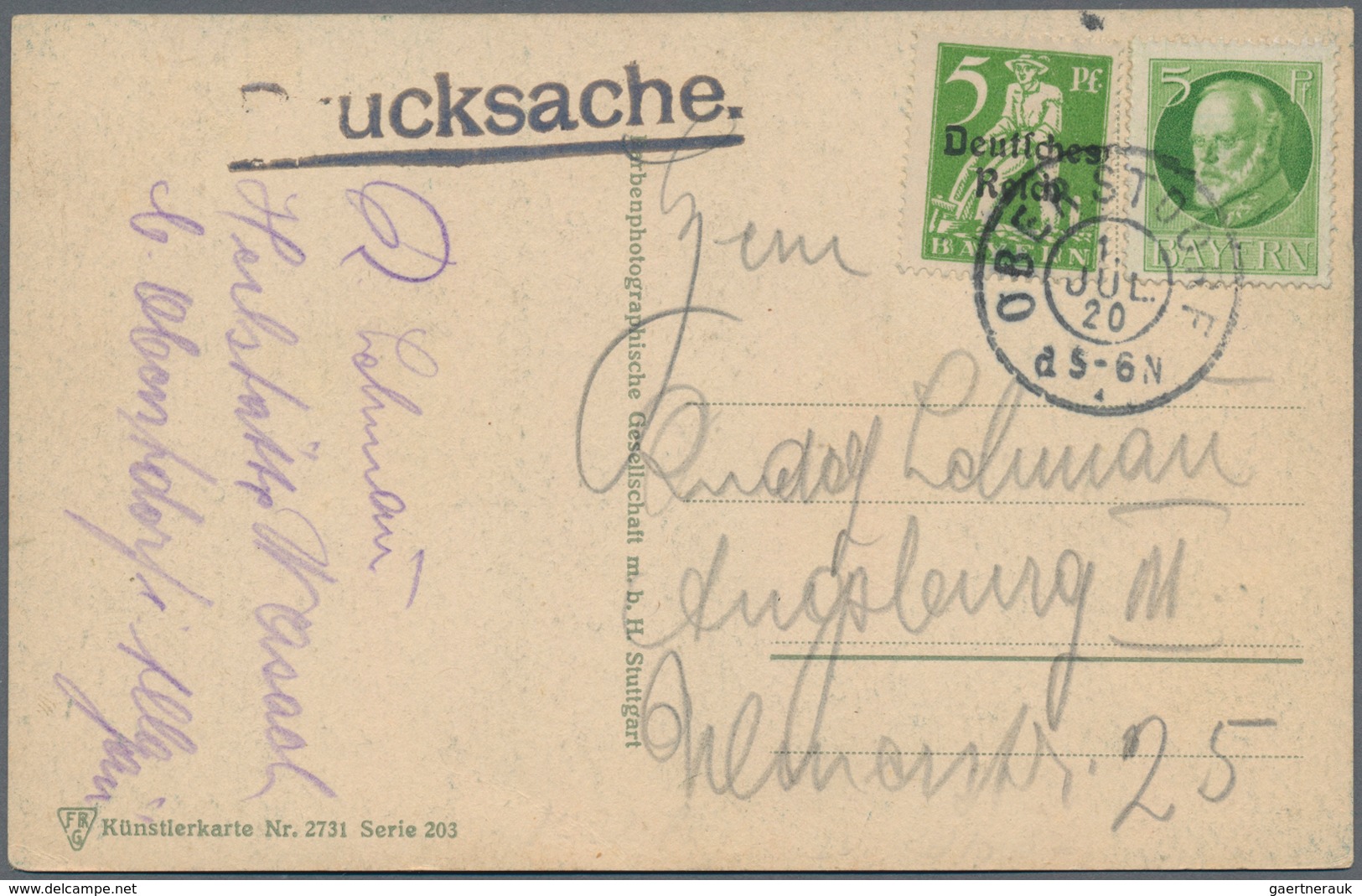 Bayern - Marken Und Briefe: 1920, MISCHFRANKATUREN Bayern-Deutsches Reich, Attraktives Konvolut Mit - Sonstige & Ohne Zuordnung