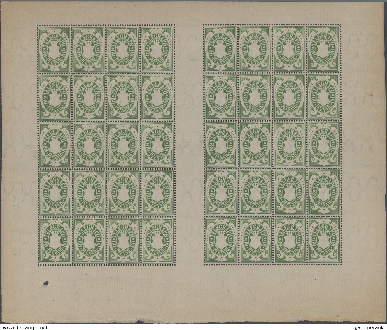 Bayern - Telegrafenmarken: 1876, 10 Bis 80 Pf In Original-Bogen 2x 20 Marken Mit Zwischensteg Postfr - Otros & Sin Clasificación