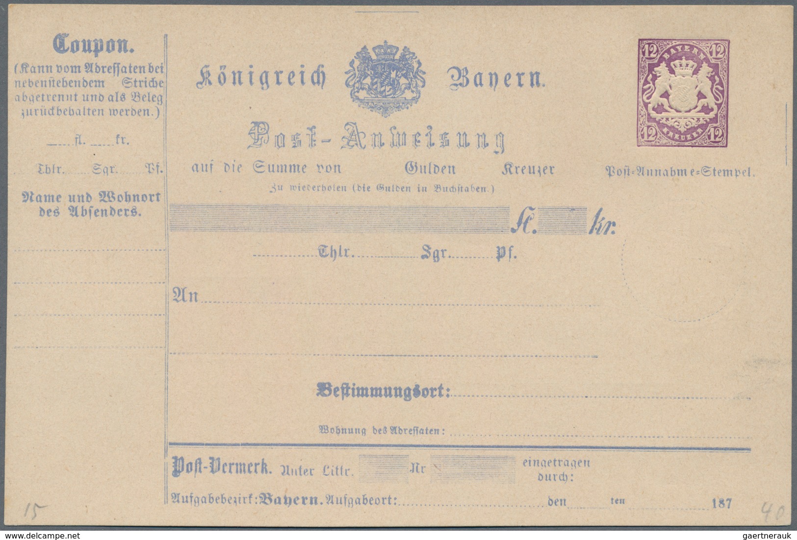 Bayern - Ganzsachen: 1870/1920 (ca.), Partie Von Ca. 75 Gebrauchten Und Ungebrauchten Ganzsachen, Da - Otros & Sin Clasificación