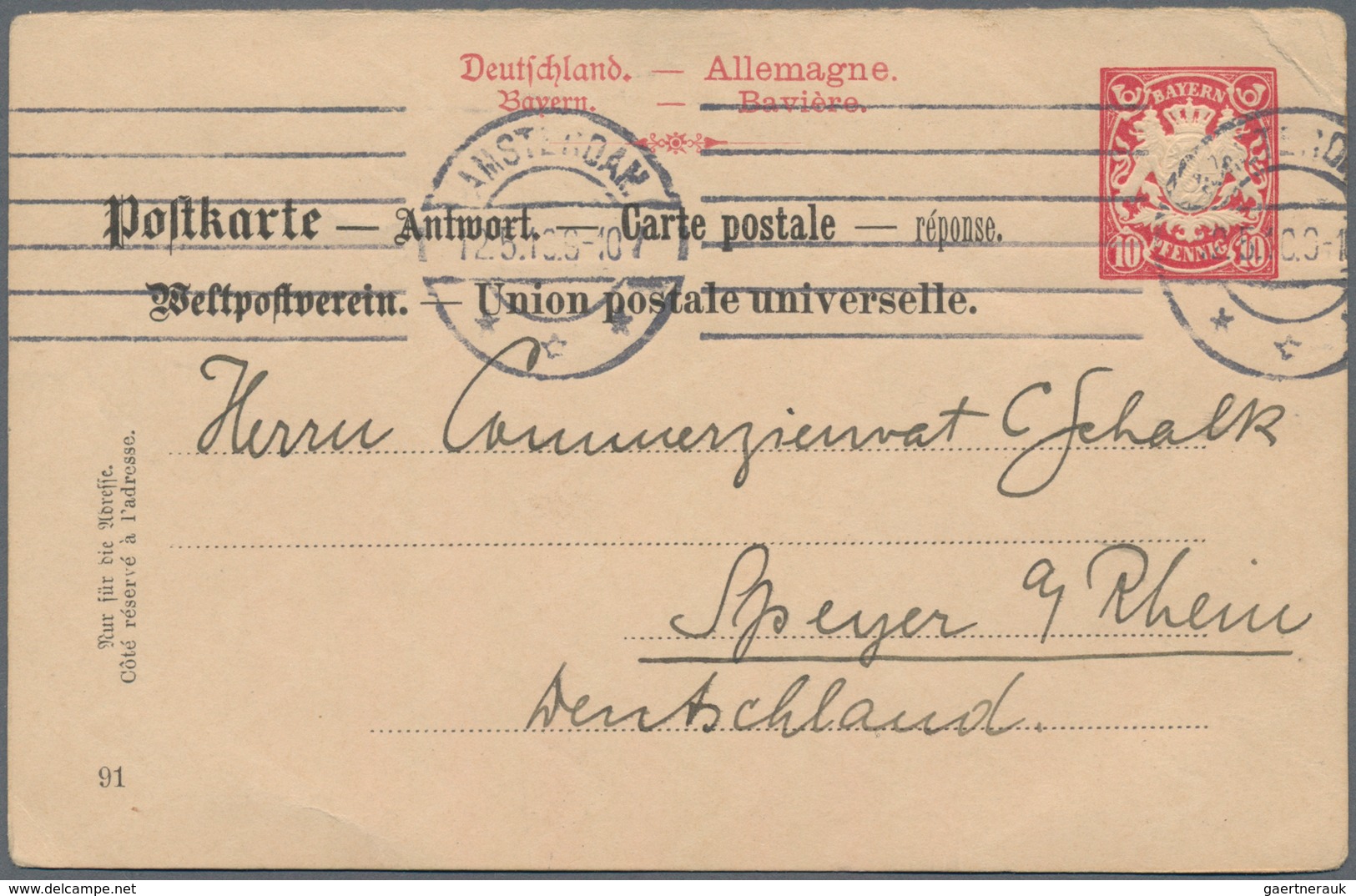 Bayern - Ganzsachen: 1876/1906 (ca.), Vielseitige Partie Von Ca. 190 Gebrauchten Ganzsachenkarten Au - Andere & Zonder Classificatie