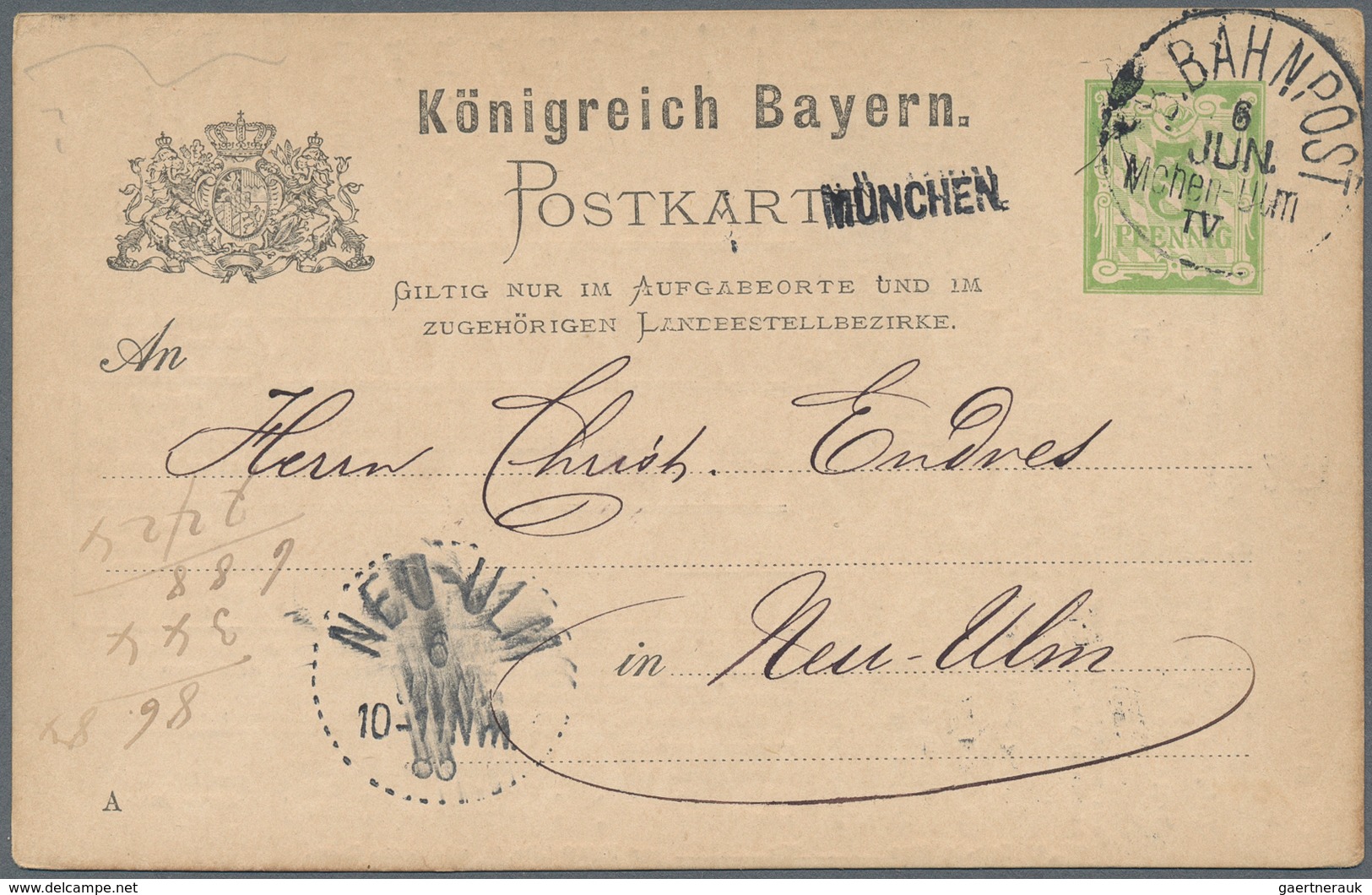 Bayern - Ganzsachen: 1886/88, Sammlung Von Ca. 860 Gebrauchte Ganzsachenkarten, Dabei Auch Einige Mi - Otros & Sin Clasificación