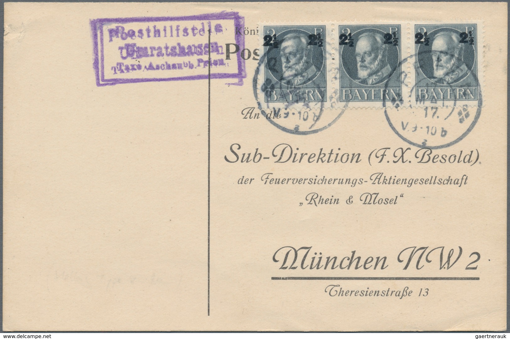 Bayern - Postablagestempel: 1899/1920, POSTHILFSTELLEN, Gehaltvolle Sammlung Mit Ca.50 Belegen, Dabe - Otros & Sin Clasificación