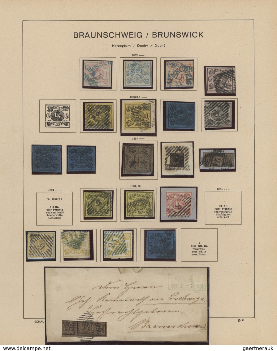 Braunschweig - Marken Und Briefe: 1852/1864, Gestempelte Sammlung Von 21 Werten Auf Schaubek-Vordruc - Braunschweig