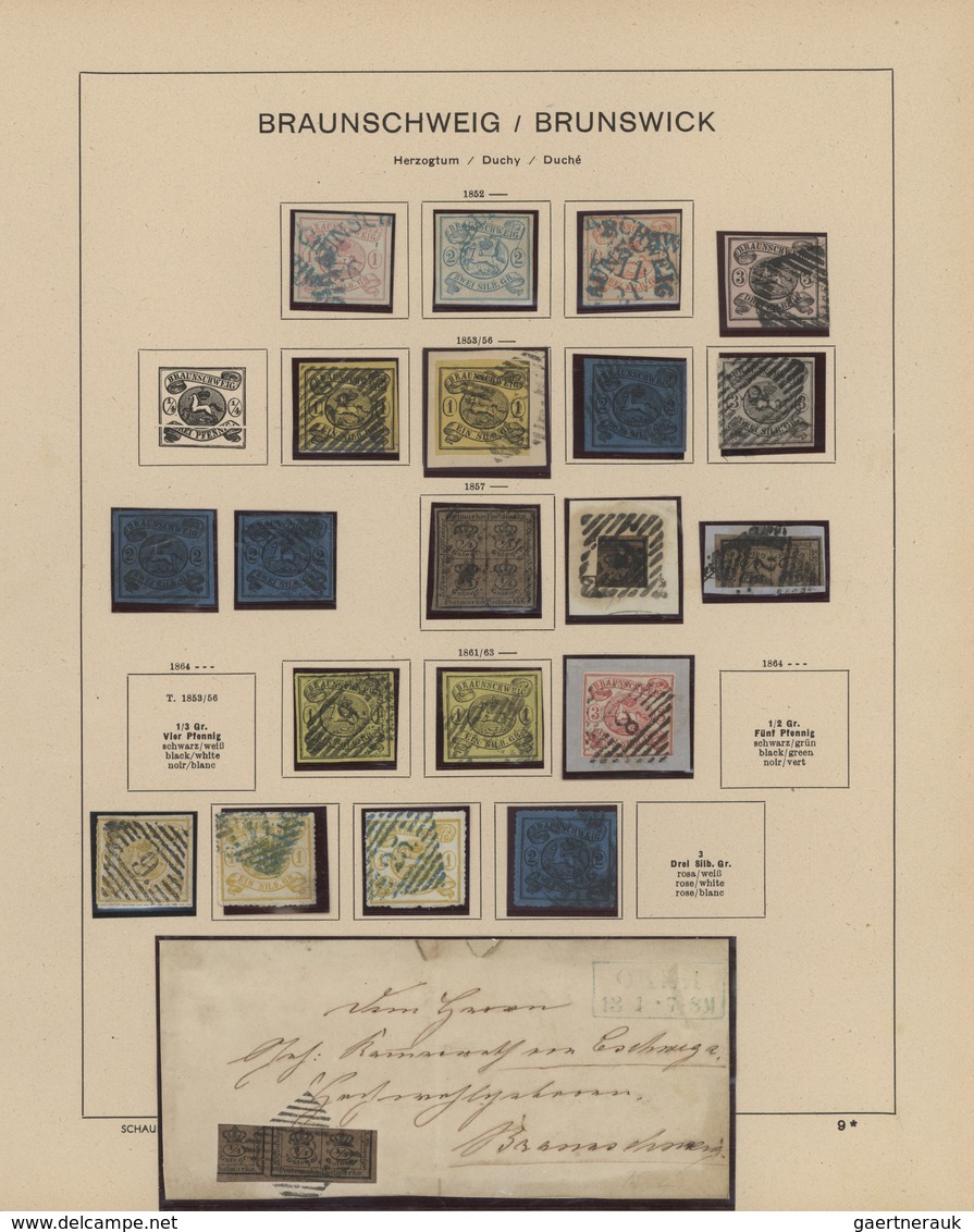 Braunschweig - Marken Und Briefe: 1852/1864, Gestempelte Sammlung Von 21 Werten Auf Schaubek-Vordruc - Brunswick